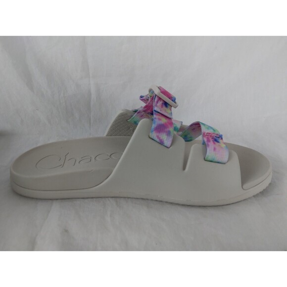 Chaco Chillos Sandals Slides Pink Blue Green Yellow Tye Dye Girls Youth Size 6 - Picture 6 of 9
